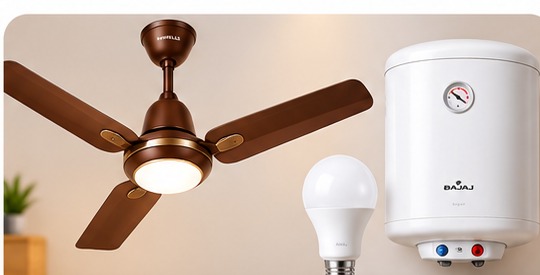 Realistic fan, geyser and bulb